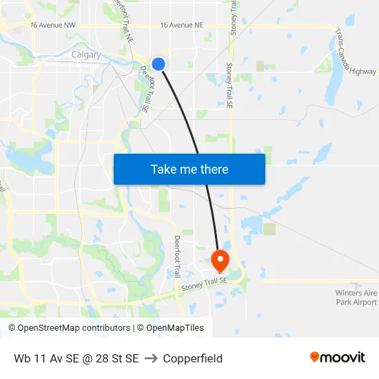 Wb 11 Av SE @ 28 St SE to Copperfield map