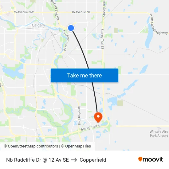 Nb Radcliffe Dr @ 12 Av SE to Copperfield map
