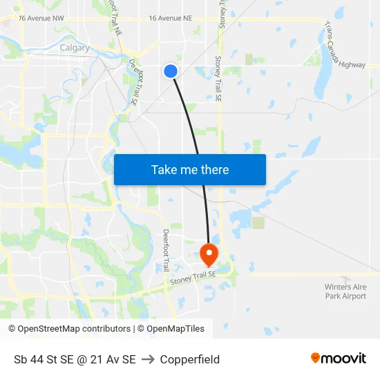 Sb 44 St SE @ 21 Av SE to Copperfield map