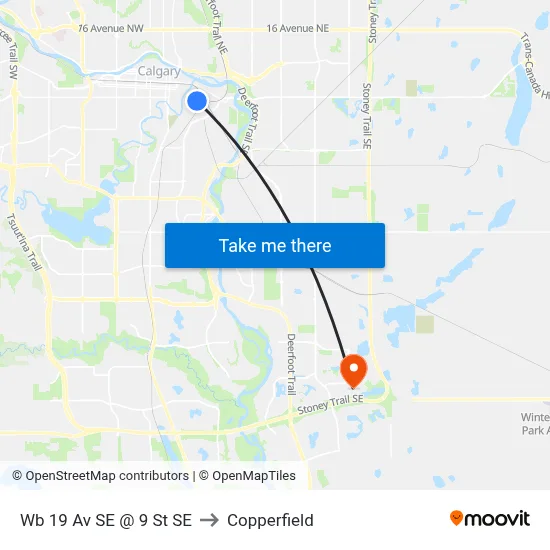 Wb 19 Av SE @ 9 St SE to Copperfield map