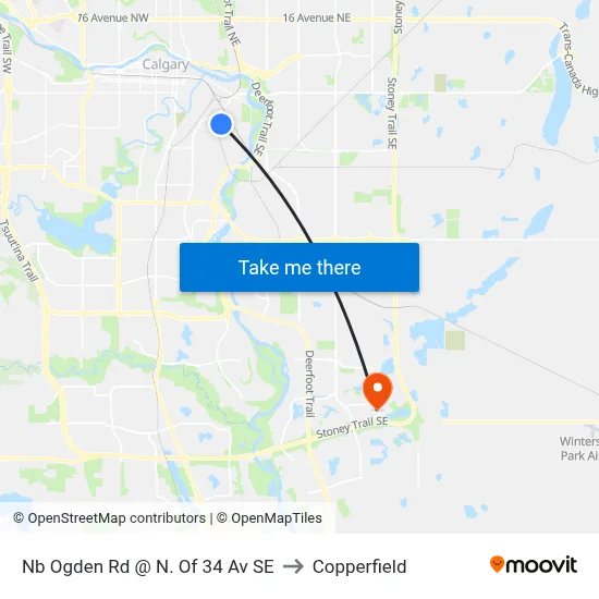 Nb Ogden Rd @ N. Of 34 Av SE to Copperfield map