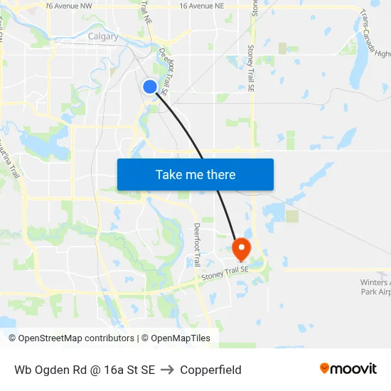 Wb Ogden Rd @ 16a St SE to Copperfield map
