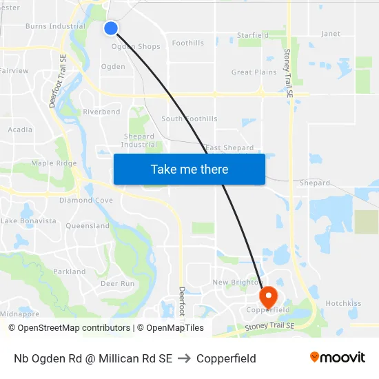 Nb Ogden Rd @ Millican Rd SE to Copperfield map
