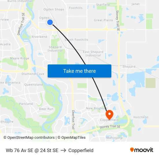 Wb 76 Av SE @ 24 St SE to Copperfield map