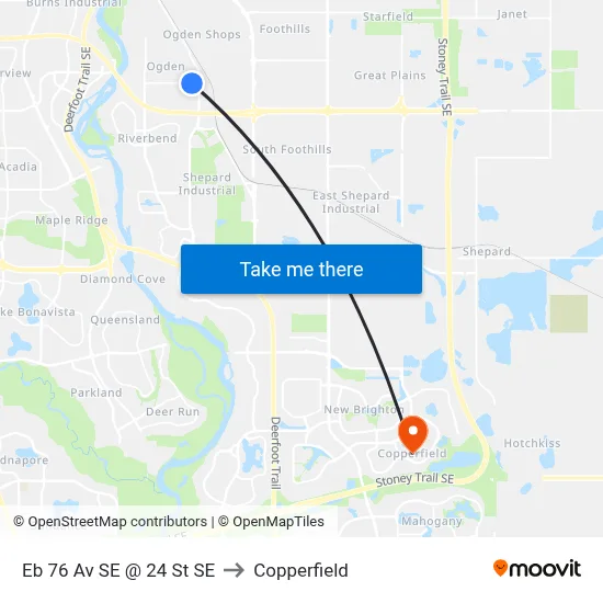 Eb 76 Av SE @ 24 St SE to Copperfield map