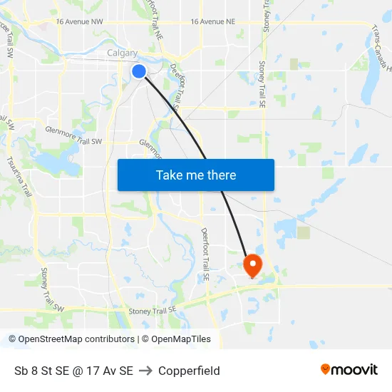 Sb 8 St SE @ 17 Av SE to Copperfield map