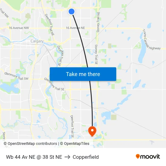 Wb 44 Av NE @ 38 St NE to Copperfield map