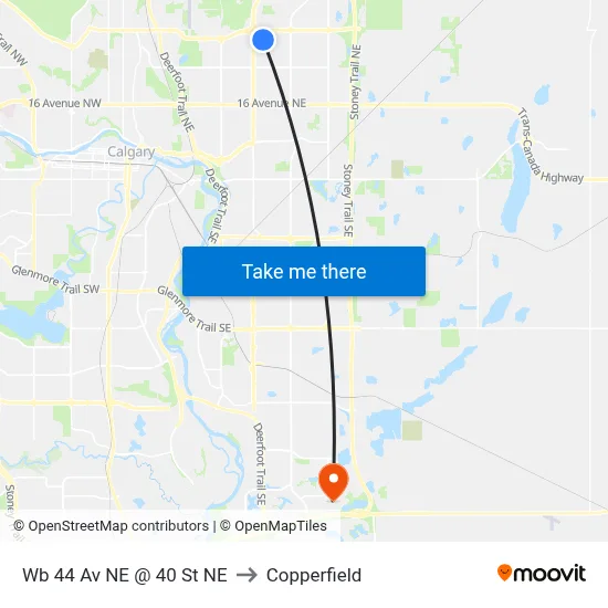 Wb 44 Av NE @ 40 St NE to Copperfield map