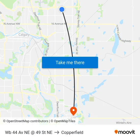 Wb 44 Av NE @ 49 St NE to Copperfield map
