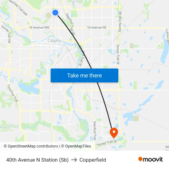 40th Avenue N Station (Sb) to Copperfield map