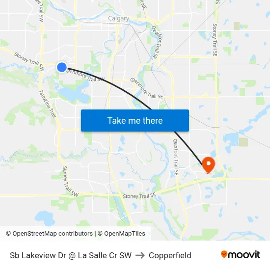 Sb Lakeview Dr @ La Salle Cr SW to Copperfield map
