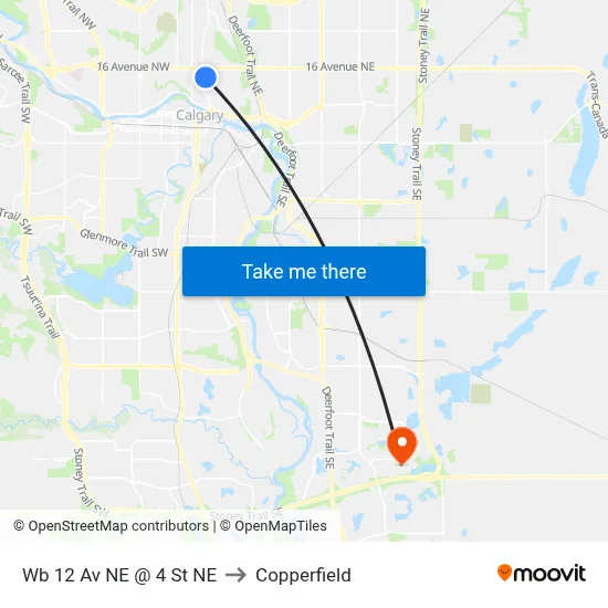 Wb 12 Av NE @ 4 St NE to Copperfield map
