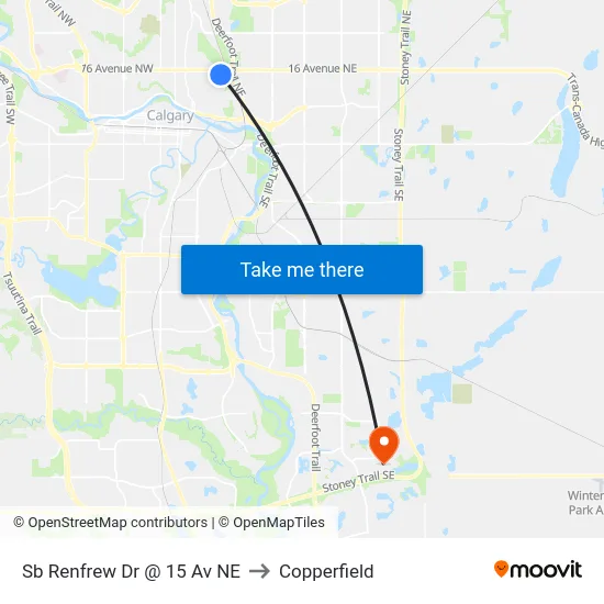 Sb Renfrew Dr @ 15 Av NE to Copperfield map