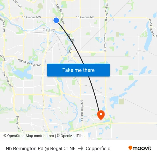Nb Remington Rd @ Regal Cr NE to Copperfield map