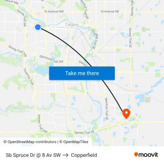 Sb Spruce Dr @ 8 Av SW to Copperfield map