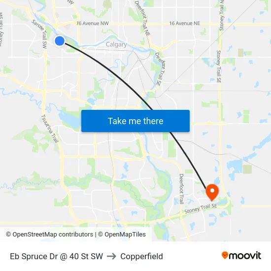 Eb Spruce Dr @ 40 St SW to Copperfield map
