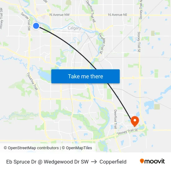Eb Spruce Dr @ Wedgewood Dr SW to Copperfield map