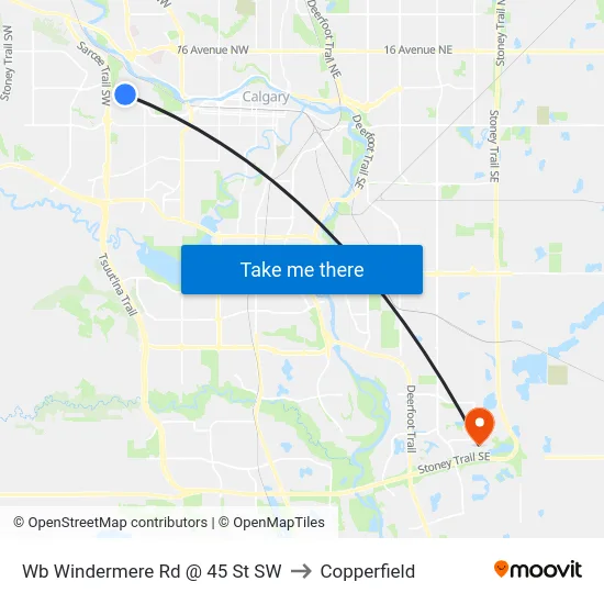 Wb Windermere Rd @ 45 St SW to Copperfield map