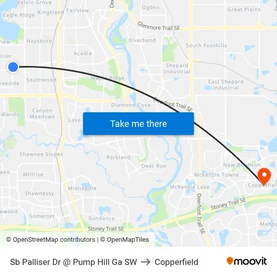 Sb Palliser Dr @ Pump Hill Ga SW to Copperfield map