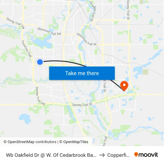 Wb Oakfield Dr @ W. Of Cedarbrook Ba SW to Copperfield map