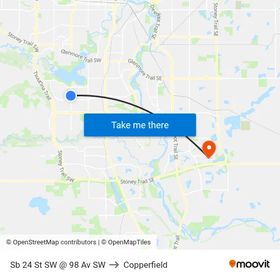 Sb 24 St SW @ 98 Av SW to Copperfield map