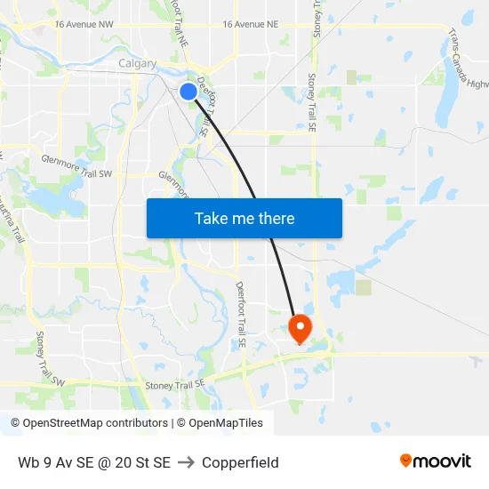 Wb 9 Av SE @ 20 St SE to Copperfield map