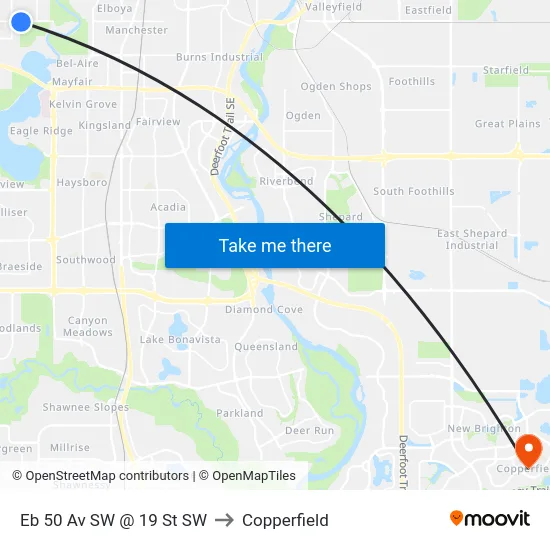 Eb 50 Av SW @ 19 St SW to Copperfield map