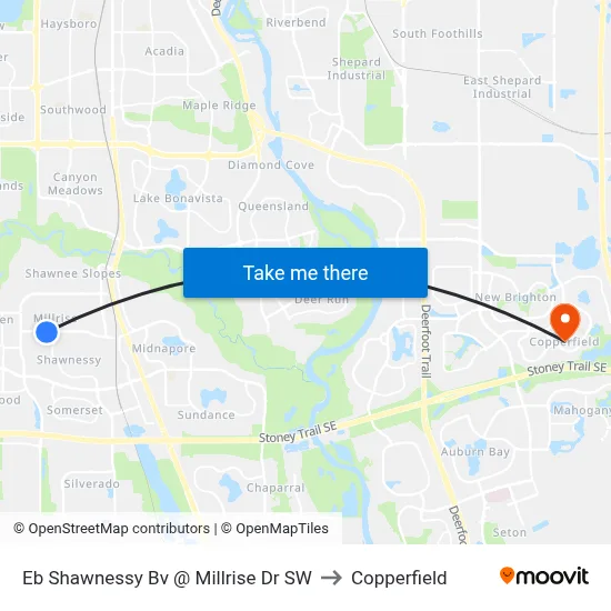 Eb Shawnessy Bv @ Millrise Dr SW to Copperfield map