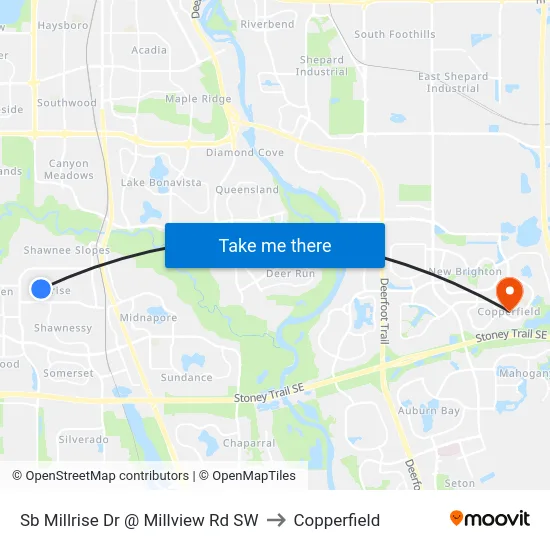 Sb Millrise Dr @ Millview Rd SW to Copperfield map