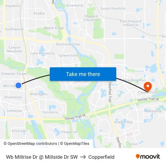 Wb Millrise Dr @ Millside Dr SW to Copperfield map