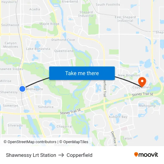 Shawnessy Lrt Station to Copperfield map