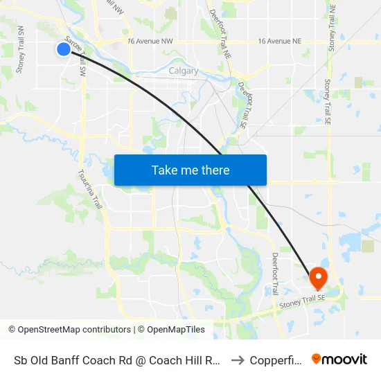 Sb Old Banff Coach Rd @ Coach Hill Rd SW to Copperfield map