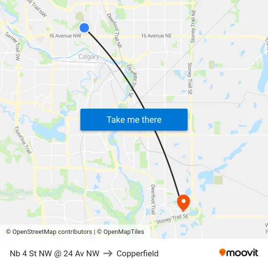 Nb 4 St NW @ 24 Av NW to Copperfield map