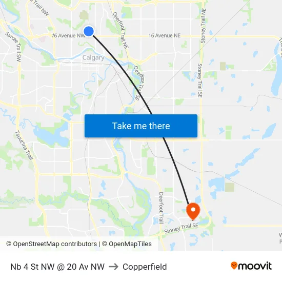 Nb 4 St NW @ 20 Av NW to Copperfield map