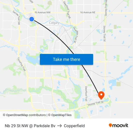 Nb 29 St NW @ Parkdale Bv to Copperfield map