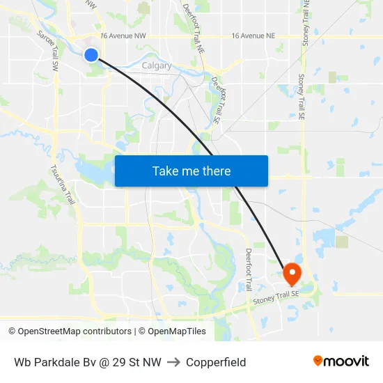 Wb Parkdale Bv @ 29 St NW to Copperfield map