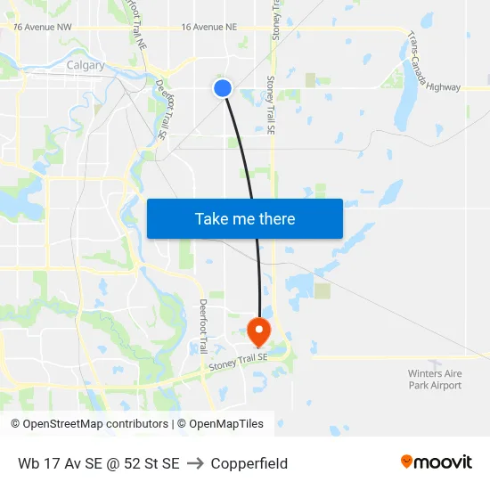 Wb 17 Av SE @ 52 St SE to Copperfield map