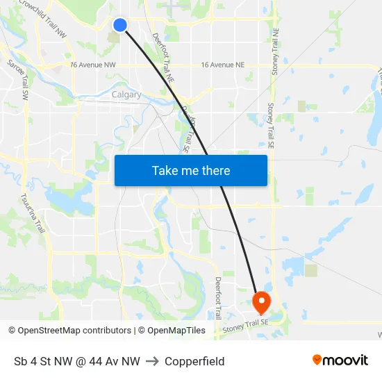 Sb 4 St NW @ 44 Av NW to Copperfield map