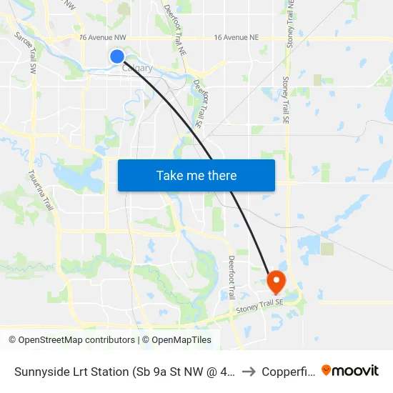 Sunnyside Lrt Station (Sb 9a St NW @ 4 Av Nw) to Copperfield map