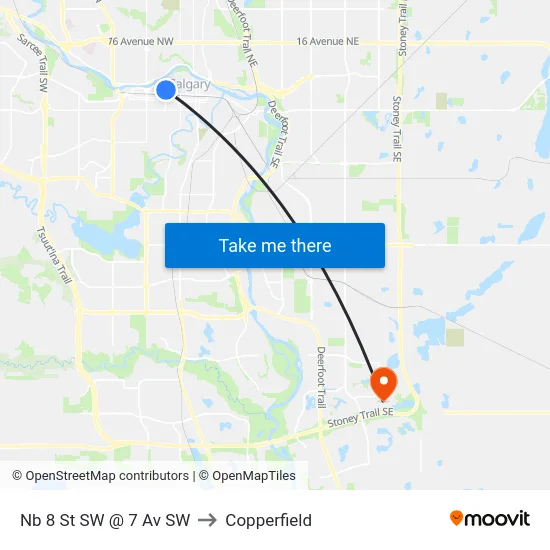 Nb 8 St SW @ 7 Av SW to Copperfield map