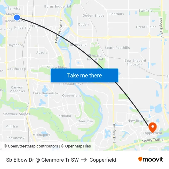 Sb Elbow Dr @ Glenmore Tr SW to Copperfield map