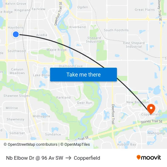 Nb Elbow Dr @ 96 Av SW to Copperfield map