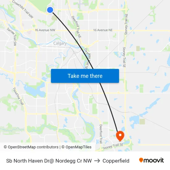 Sb North Haven Dr@ Nordegg Cr NW to Copperfield map
