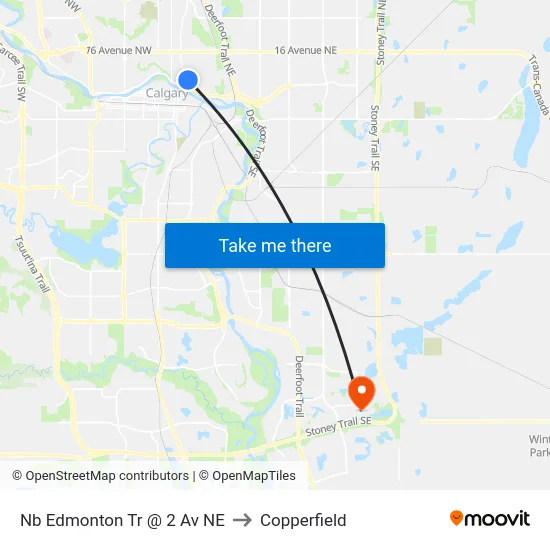 Nb Edmonton Tr @ 2 Av NE to Copperfield map
