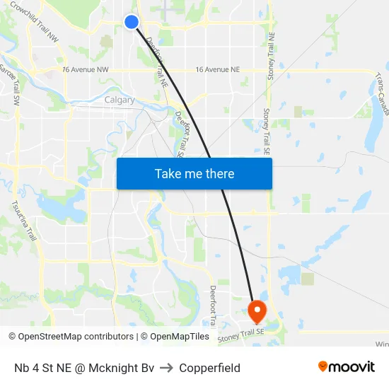 Nb 4 St NE @ Mcknight Bv to Copperfield map