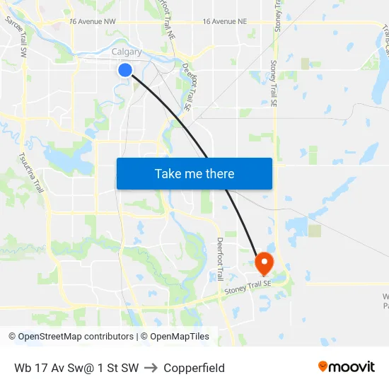 Wb 17 Av Sw@ 1 St SW to Copperfield map
