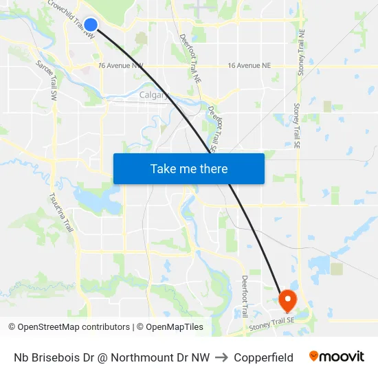 Nb Brisebois Dr @ Northmount Dr NW to Copperfield map