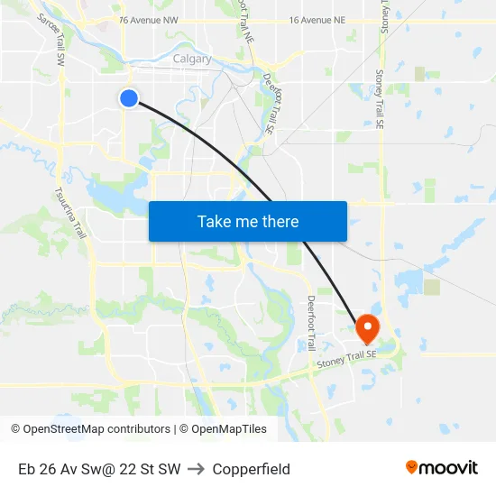 Eb 26 Av Sw@ 22 St SW to Copperfield map
