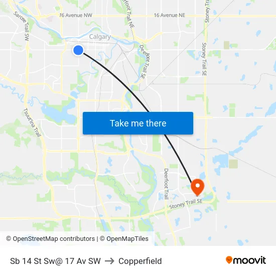 Sb 14 St Sw@ 17 Av SW to Copperfield map