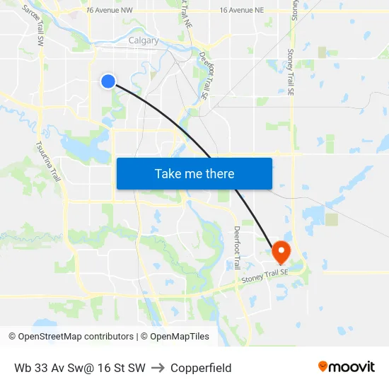 Wb 33 Av Sw@ 16 St SW to Copperfield map